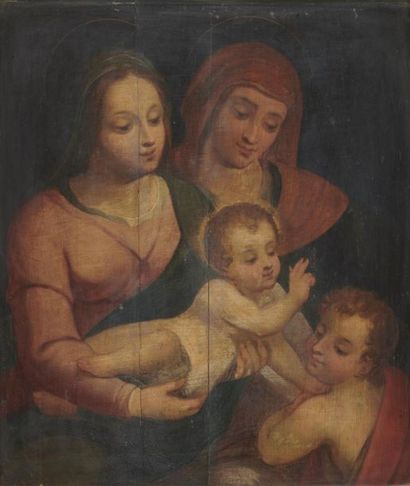 null Ecole Flamande du XVIIème siècle
Jésus, la Vierge, Sainte Anne et Saint Jean...