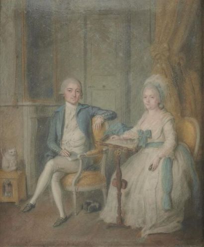 null Ecole française vers 1780
Couple assis dans un intérieur 
Pastel
58 x 49 cm...