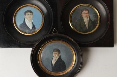 null ECOLE FRANCAISE du XIXème siècle
Trois miniatures rondes. Portraits d' homme...