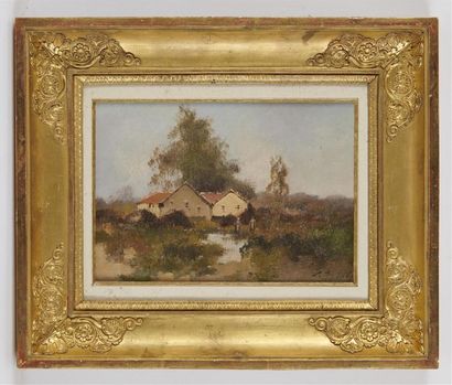 null Louis DUPUY ou Eugène GALIEN-LALOUE (1854-1941)
Femmes à l'étang
Huile sur panneau...