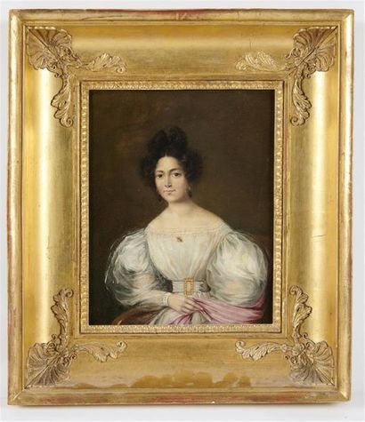 null ECOLE FRANCAISE du XIXème siècle
Portrait de jeune femme
Huile sur toile 
27x...