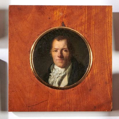 null ECOLE FRANCAISE du XIXe siècle 
Portrait d'homme 
Huile sur panneau ovale (restaurations)
D....