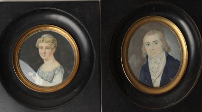null ECOLE FRANCAISE des XIXème et XVIIIème siècle
Deux miniatures. Portrait de femme...