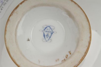 null SEVRES
Tasse à thé et sa soucoupe en porcelaine à décor polychrome de guirlandes...