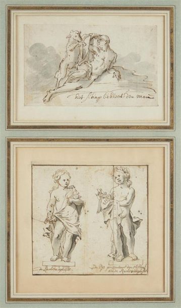 null Attribué à Jacob de WIT (1695 - 1754)
Figures allégoriques
Paire de dessins...