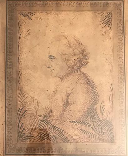 null ECOLE FRANCAISE du XVIIIe siècle 
Portrait de Jean Jacques Rousseau
Plume et...