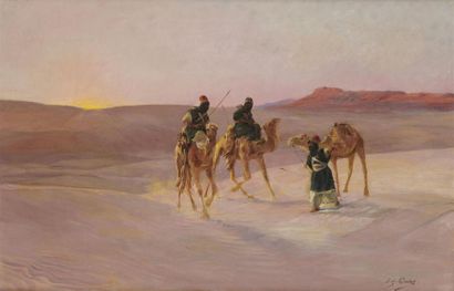 null Eugène GIRARDET (1853-1907)
Cavaliers berbères
Huile sur toile signée en bas...