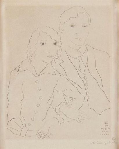 null Tsuguharu FOUJITA (1886 - 1968)
Le couple, Paris, 1925
Eau forte signée, datée...