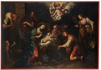 null Attribué à Nicolas BAULLERY (vers 1560-1630)
L'Adoration des Bergers 
Toile
144...