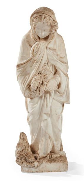 null ECOLE FRANCAISE du XIXème siècle
L'Hiver
Sculpture en marbre blanc
H. : 88 cm
Usures...
