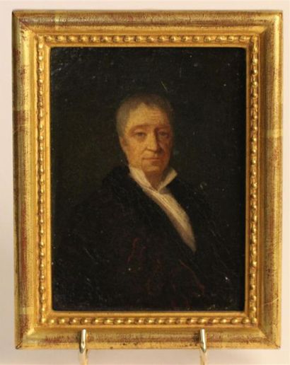 null ECOLE FRANCAISE du XIXe siècle 
Portrait d'homme 
Huile 
10 x 7 cm 
Dans un...
