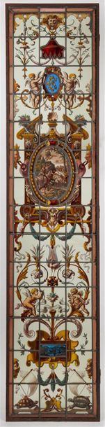 null BELLE PAIRE DE VERRIERES par Jules VANTILLARD (1836-1909) en verre cathédrale...