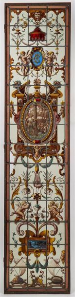null BELLE PAIRE DE VERRIERES par Jules VANTILLARD (1836-1909) en verre cathédrale...