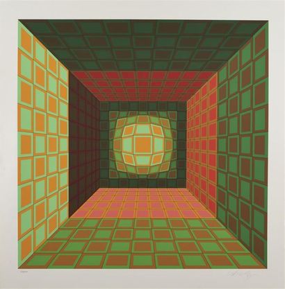 null Victor VASARELY (1906-1997)
Composition cinétique (Vert orange)
Lithographie...