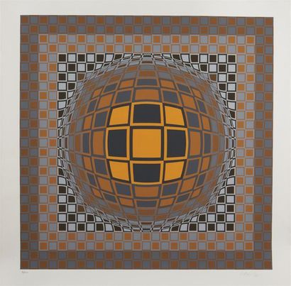 null Victor VASARELY (1906-1997)
Composition cinétique (gris orange)
Lithographie...