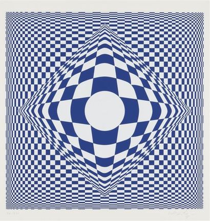 null Victor VASARELY (1906-1997)
Composition cinétique (bleue)
Lithographie en couleurs,...
