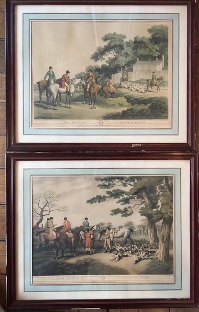 null LOT de gravures et pièces encadrées : 
D'après Samuel Howitt, La chasse au lièvre...