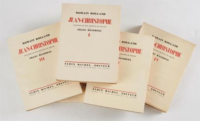 null Romain ROLLAND. Jean-Christophe. Paris, Albin-Michel, 1925-1927. 5 volumes in-4,...