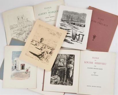 null Collection ELOGES DE . S.l., Bruker, 1948-1953. 4 volumes in-4, en feuilles.	
Ensemble...