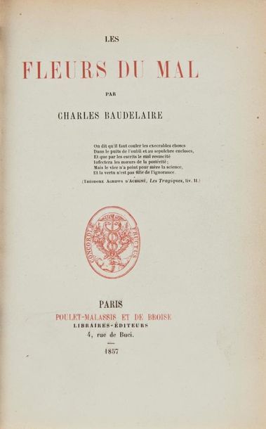 Charles BAUDELAIRE. Les Fleurs du Mal. Paris,...