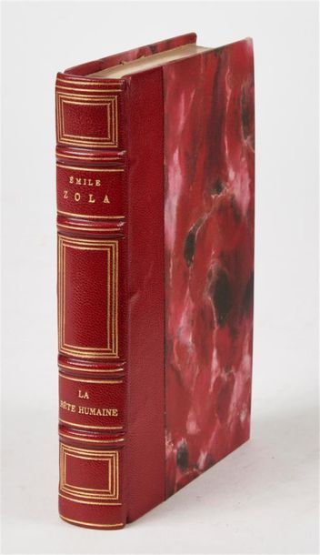 null Emile ZOLA. La Bête humaine. Paris, Charpentier, 1890. In-12, demi-chagrin rouge,...