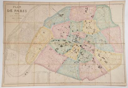 null L. SAGANSAN. Plan de Paris. S.l.n.n., 1866. 114 x 79 cm, entoilé et replié au...