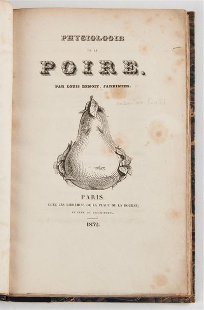 null Sébastien-Benoit PEYTEL . Physiologie de la poire. Paris, Place de la Bourse,...