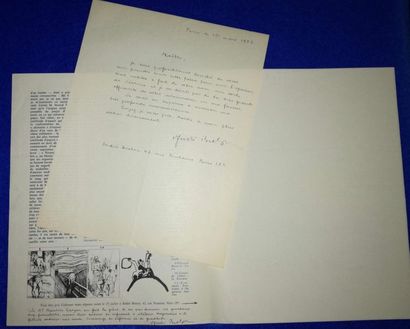 null BRETON (André) poète et écrivain français (1896-1966). 2 documents : 3 lignes...