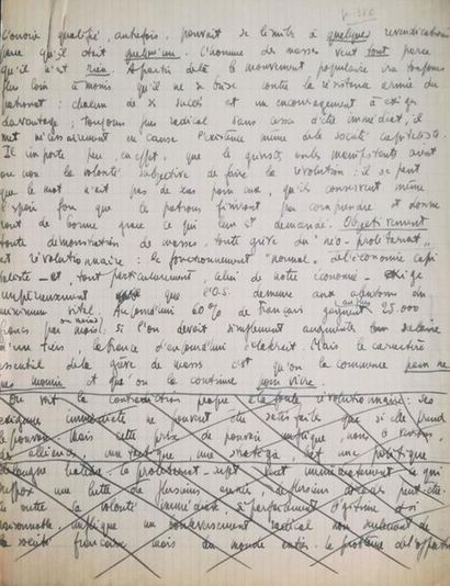 null SARTRE (Jean-Paul) écrivain et philosophe français (1905-1980)
Fragment de manuscrit...