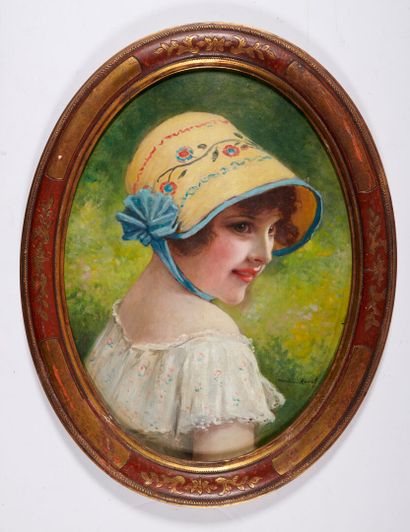  François MARTIN-KAVEL (1861-1931)
«Portrait de jeune fille au chapeau»
Huile sur... Gazette Drouot