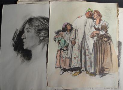null THÉÂTRE - GRAVURES Ensemble de 16 gravures sur le théâtre vers 1922 diaprés...
