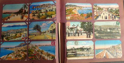 null OLD POSTCARDS 475 Old postcards in a bound album mainly on the French Riviera...