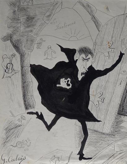 null COULAIS « Le fantôme de l’Opéra » dessin sur papier. Format: 30 x 24 cm.