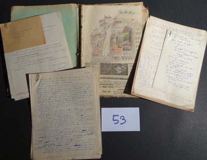 null GÉO SANDRY Set of manuscripts, notes, typescripts for the magazine "l'information...