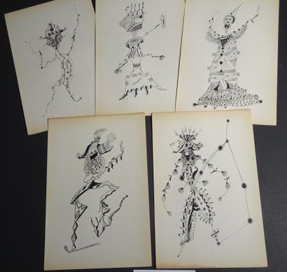 null SURRÉALISME Ensemble de 10 Gravures de personnage fantastique dans le goût d’UNICA...