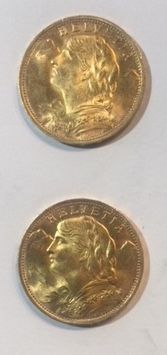 null Gold coin. Switzerland

Set of 2 gold coins Swiss Cross 20frs, 1935.

A true...