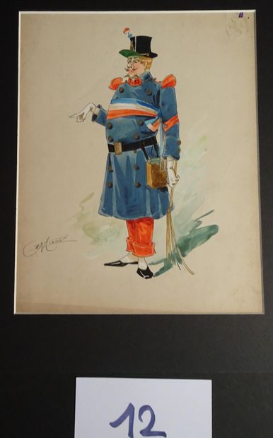 MINON MINON

"Le gendarme et le maire " c.1880 pour une revue. 2 maquettes de costumes...