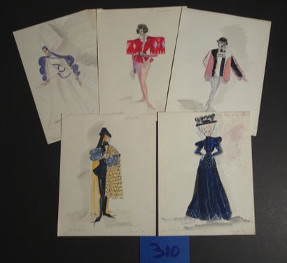 BURTHE MIQUE BURTHE-MIQUE MONIQUE 

Set of 25 costume models for "les caprices de...