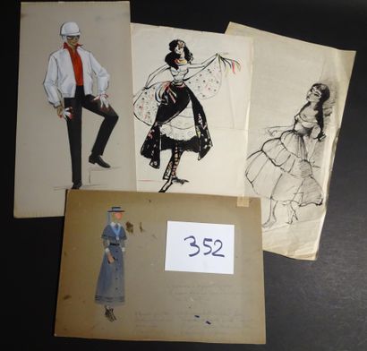 null MUSIC-HALL AND SHOWS

Set of 24 gouaches and drawings to identify. Different...