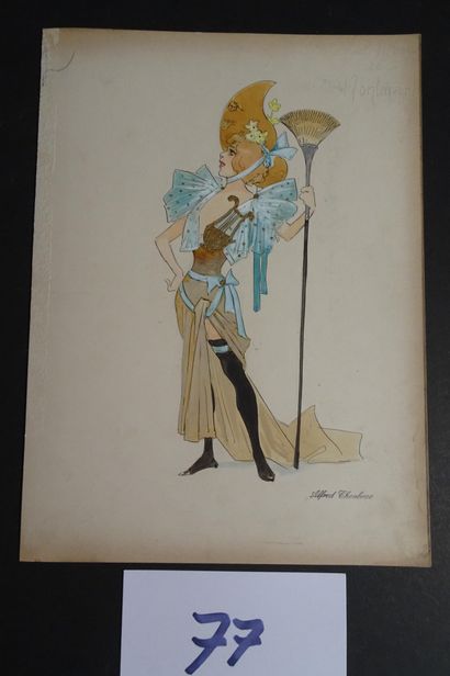 CHOUBRAC CHOUBRAC ALFRED ( 1853-1902 )

"La muse de Montmartre " c.1900. Costume...