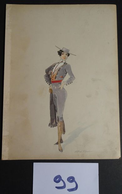 CHOUBRAC CHOUBRAC ALFRED ( 1853-1902 )

"L'espagnole" c.1900. Costumes créés pour...