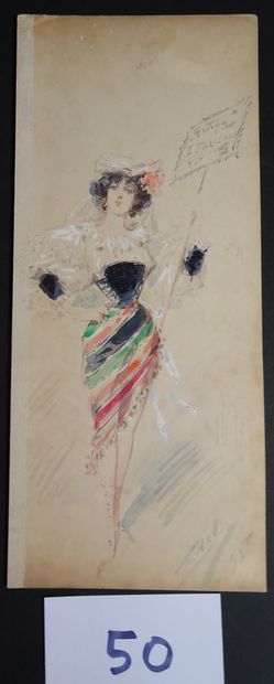 EDEL EDEL ALFREDO ( 1859-1912)

"The Italian Action". Gouache, watercolour and ink,...