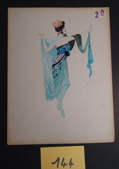 CANABOTE CANABOTE

Ensemble de 4 gouaches pour un spectacle c.1920 dont une signée....