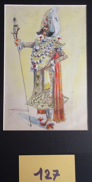 BETOUT BETOUT Charles ( 1869-1945 )

"Maharadja". c.1930. Gouache, signed . 35 x...