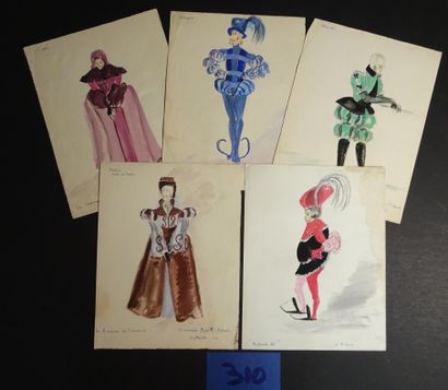 BURTHE MIQUE BURTHE-MIQUE MONIQUE 

Set of 25 costume models for "les caprices de...