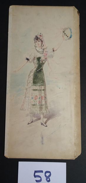 EDEL EDEL ALFREDO ( 1859-1912)

"Dancer with tambourine". Gouache, watercolour and...