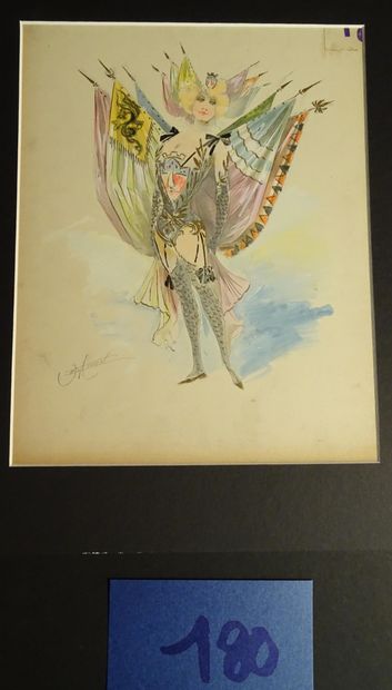 MINON MINON

"Porte drapeaux " c.1880. Maquettes de costume pour une revue. Ensemble...
