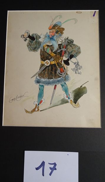 MINON MINON 
"Le chasseur et le serrurier " c.1880 pour une revue. 2 maquettes de...