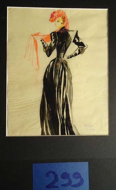 WITTOP FREDDY WITTOP ( 1911-2001 ) 
Gouache pour le Music-hall c.1940. "Femme au...
