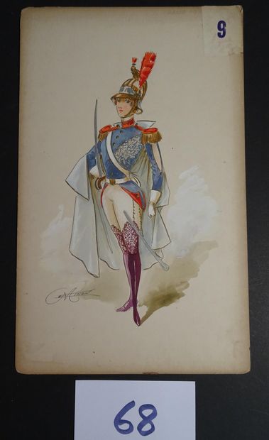 MINON MINON

"Guard" c.1880. Model of a costume for a magazine. Watercolour gouache,...